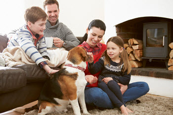 family enjoying time indoors in winter