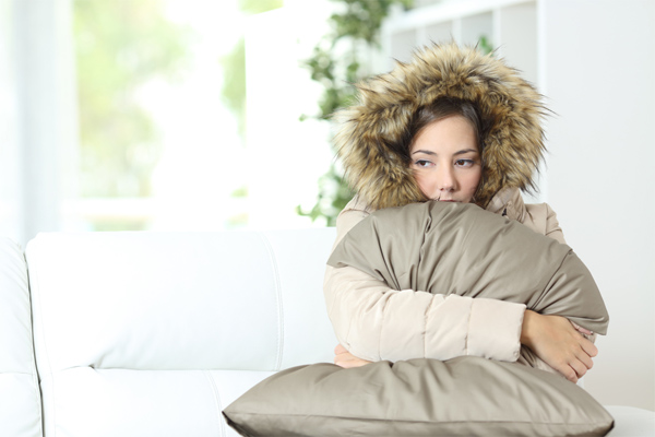 woman with a broken heating system