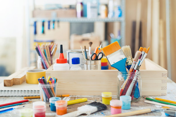 image of paints in a garage depicting indoor air quality