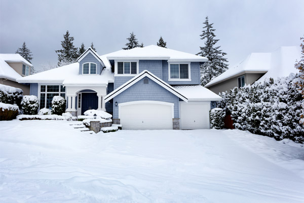 house in winter that uses propane for home heating