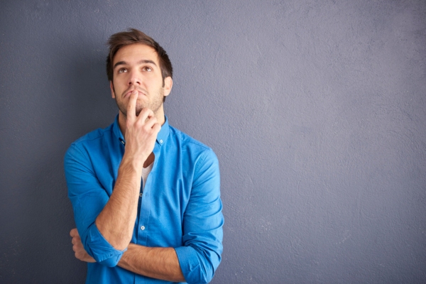 image of a man thinking, selecting the Best Heating Efficiency Rating