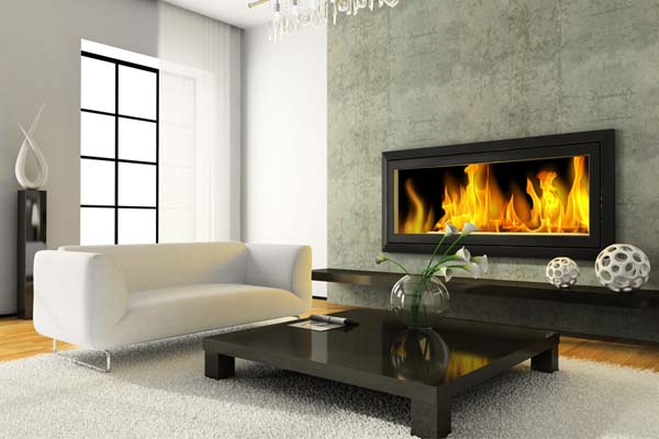 image of a gas fireplace after a propane fireplace installation