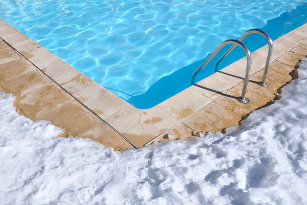 pool in winter depicting propane pool heater