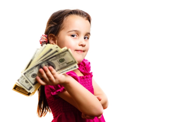 young girl holding a stack of money depicting Cost of AC Installation