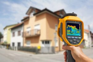 homeowner using infrared thermal camera gun to identify Common Trouble Spots For Air Leaks In the House