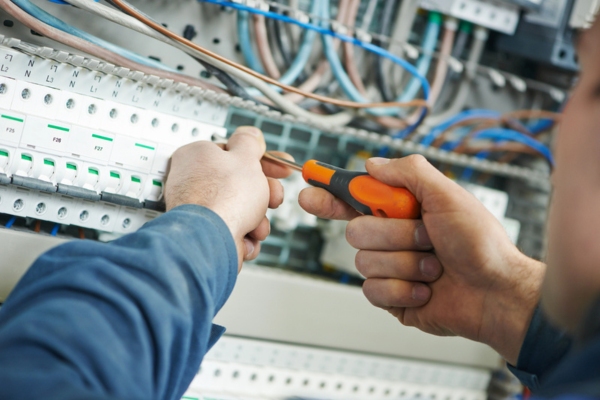 electrician doing work for a client