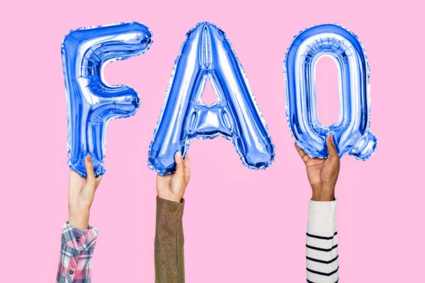 FAQ spelled using blue letter balloons depicting AC Blowing Weak questions