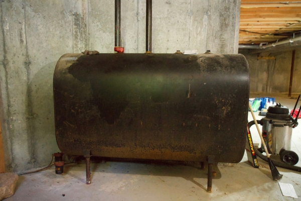 black heating oil tank
